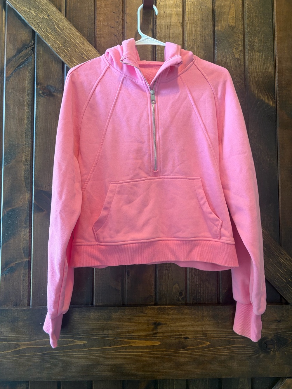 Pink Womens Half-Zip Hoodie Sweater